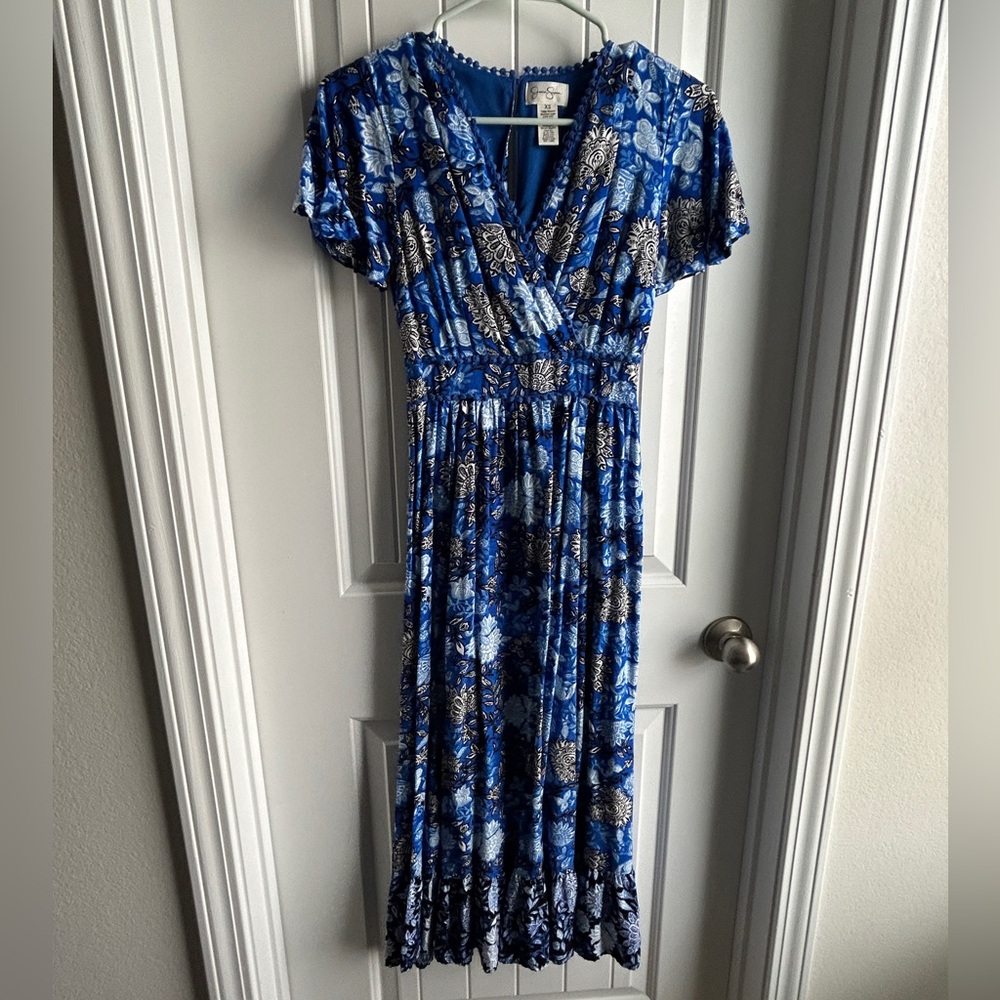 Floral Blue Midi Dress